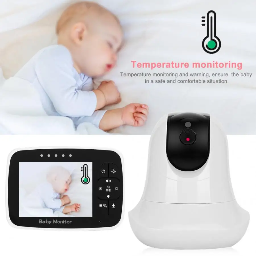 babyfoon 3.5 Inch PTZ Zoom Baby Monitor 2-Way Intercom Temperature Detection Night Vision Lullaby Camera EU 100-240V IR | Безопасность и