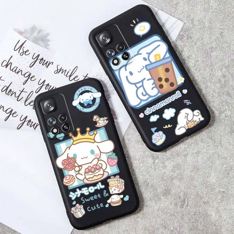 

Kulomi Sanrio Cinnamoroll Phone Case For Xiaomi Redmi Note 12 11E 11S 11 11T 10 10S 9 9T 9S 8 Pro Plus 5G 7 Black Cover