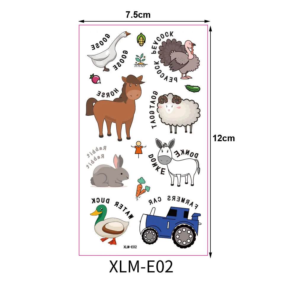 Временные тату-наклейки в виде животных на ферму кошки водостойкие наклейки