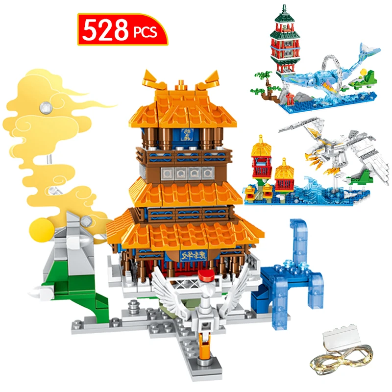 

LED City Famous Lamp Temple Royal Palace Ancient Forbidden Houses Building Blocks Palace Bricks Toy For Children Boys Gifts