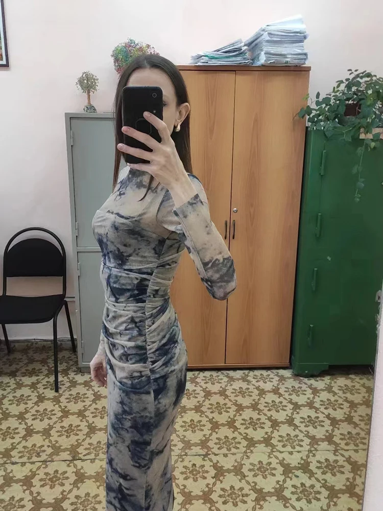 Женское винтажное платье миди SIYANG плиссированное из тюля на молнии сбоку с