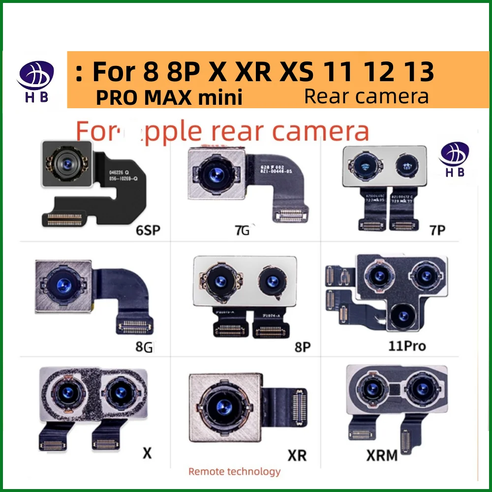 

For iPhone 8G 8Plus X XR XS MAX 12 mini PRO MAX 13 Rear Camera, Rear Main Lens, For iPhone X XR XS MAX 11 PRO 12 PRO MAX Flex Ca