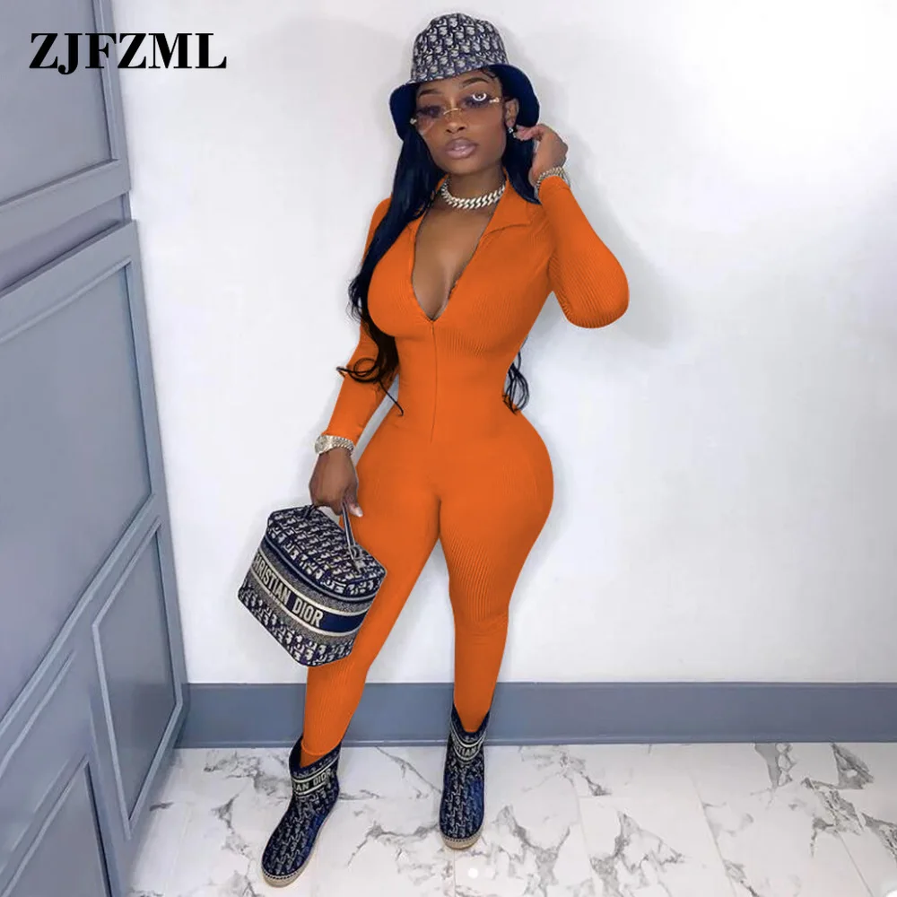 

Женский спортивный комбинезон с длинным рукавом, на молнии