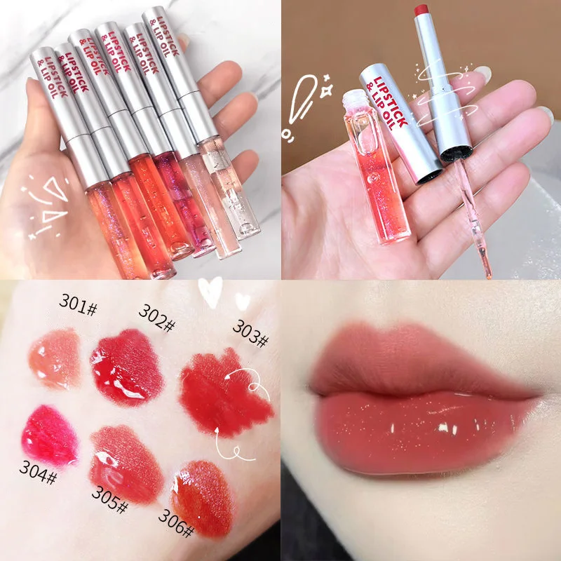 

Two-headed Lipstick Waterproof Long Lasting Mini Lipgloss Portable Lip Glaze High Quality Female Makeup Cosmetics Wholesale