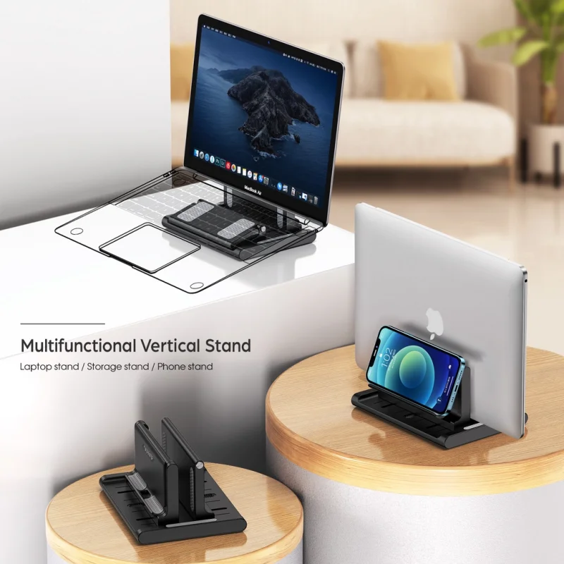 

3 In 1 Vertical Laptop Stand Phone Holder for Macbook Air Pro iPad Laptop Accessories for Xiaomi Phone Stand Desk Accessories