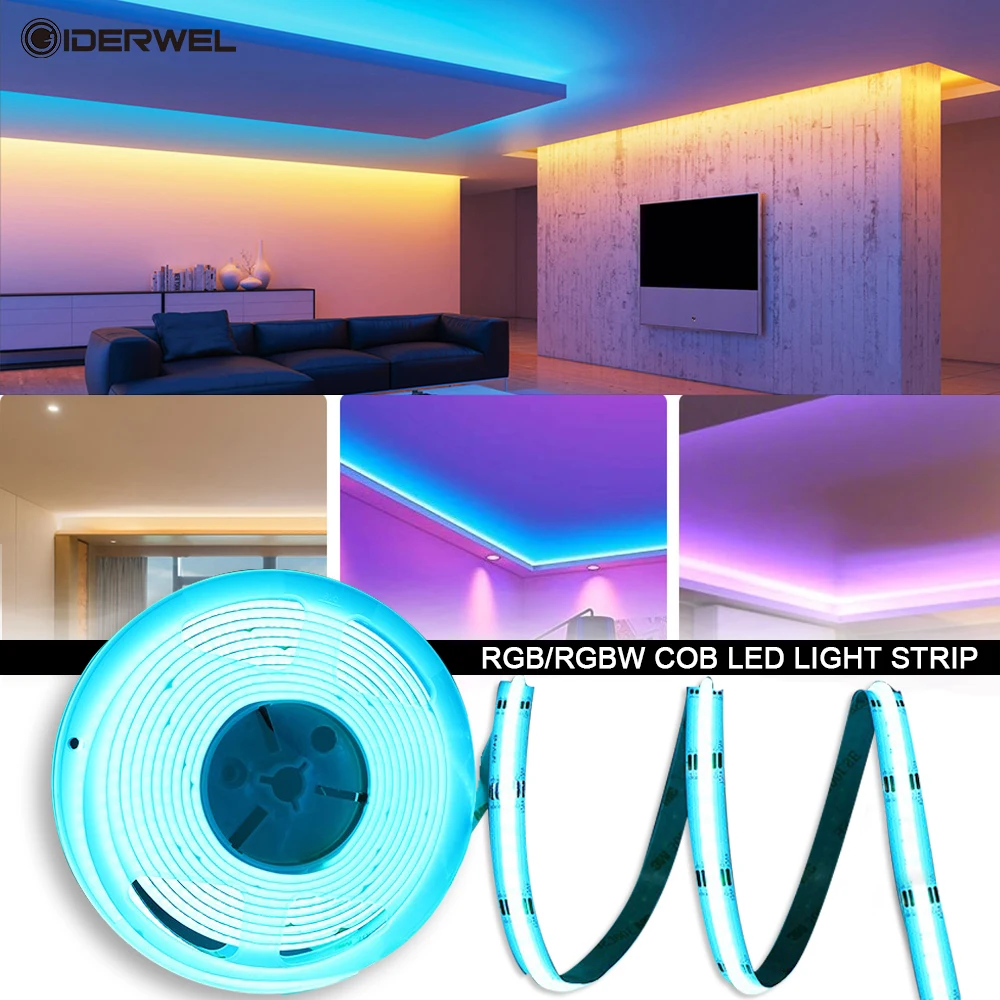 COB RGB RGBW Led Lights Stirp Flexible Night Light DC24V 1m/5m for Room Decor FOB LED Tape Lighting Colorful Atmosphere Lighting