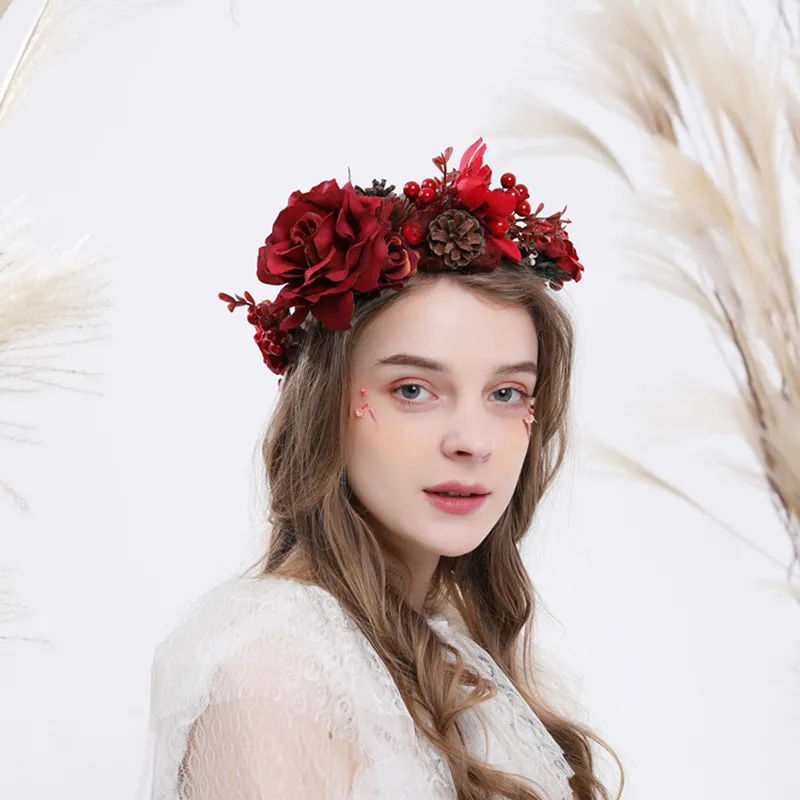 

8 Colors New Wreath Wedding Bridal Dress Hair Accessories Headwear Girl's Favorite Flower Hairband Crown