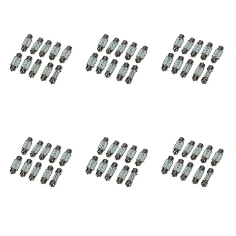 

60 Pcs 6 3528 SMD LED Festoon Lamp Festoon Interior Lighting 31 Mm 12V White