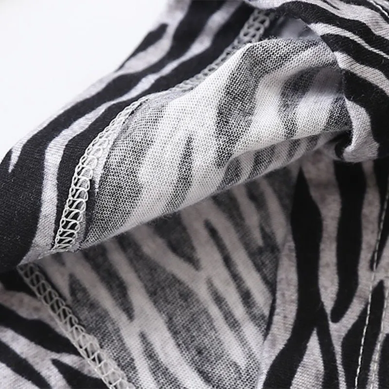 New Ladies Pajamas Set Summer/Spring Cartoon Zebra Printed Sleepwear V-Neck Top+Pants 2Pcs Korean Style Thin Large Size Homewear