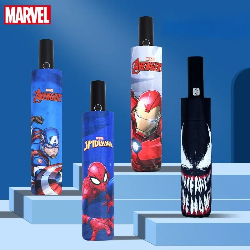 

Marvel Avengers Spider-Man Iron Man Venom Anime Peripheral Cartoon Children's Folding Umbrella Creative Automatic Parasol Gift