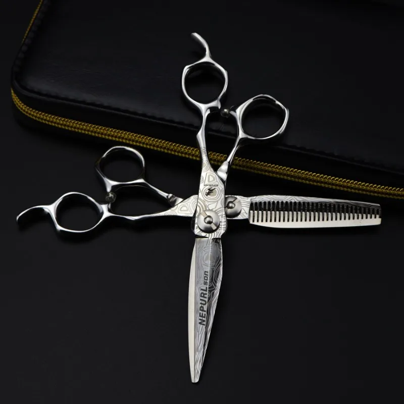 

professional Damascus 6 '' hair scissors hair cutting scissor barber tools haircut thinning shears set hairdressing scissors