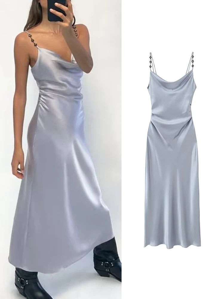 

Платье летнее однотонное Плиссированное без рукавов с открытой спиной