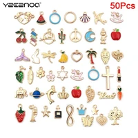 50pcsset animals fruit flamingo mixed enamel pendants charms craft for diy decoration neckalce earring key chain jewelry making