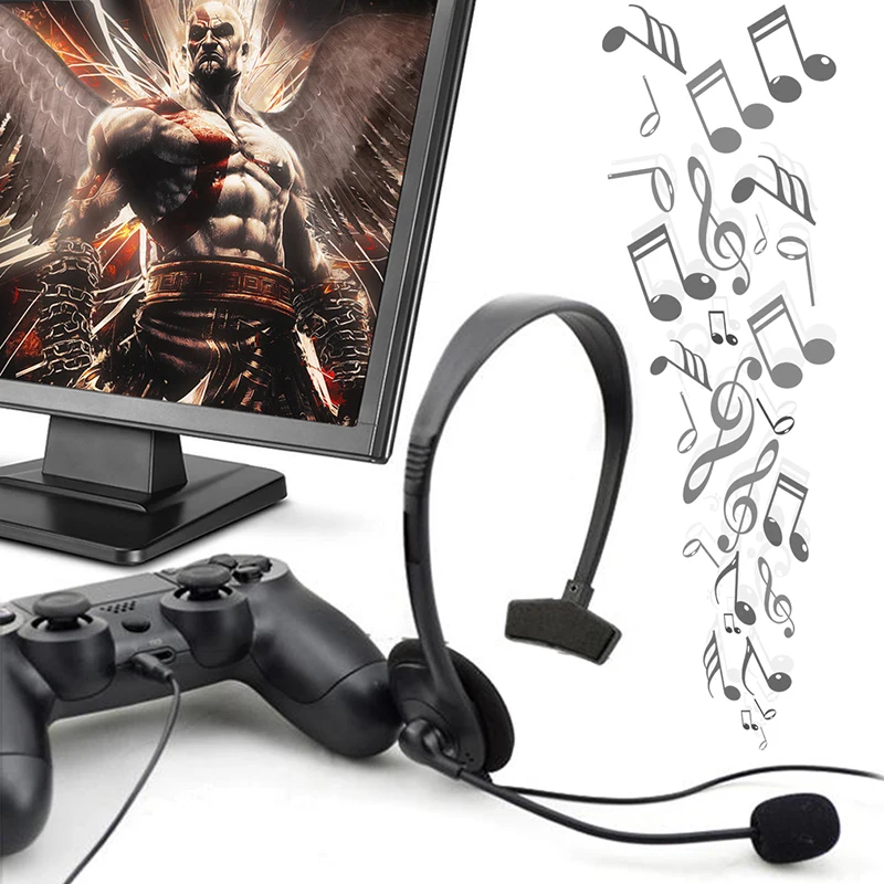 

3.5mm Single Ear Black Headsets Headphone Earphone Gaming Headset For Game PC With VOL In Stock Dropshipping
