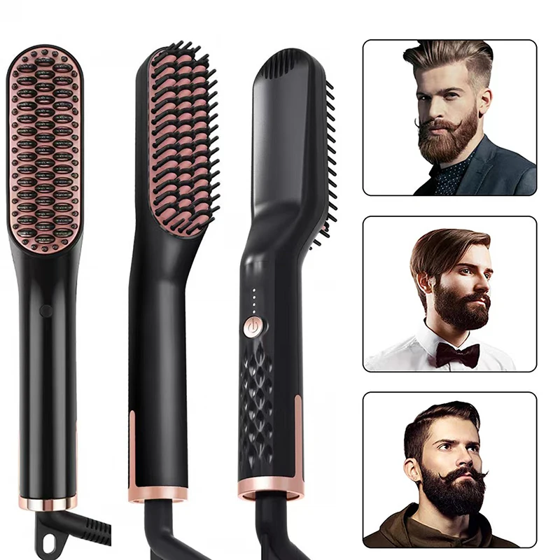 

Hair Straightener Brush Men Beard Straightener Hot Comb Smoothing Straightening Curling Iron Electric Hairbrush Women Hair Style
