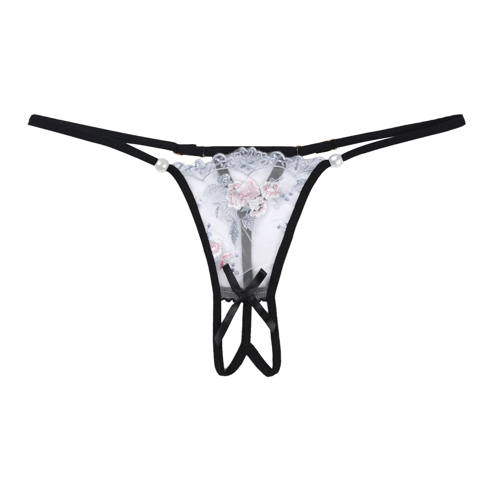 

Sexy Man Erotic Lingerie Sissy Gay Underwear See Through Sheer Lace Crotchless Thongs Briefs Flower Embroidery T-back Panties