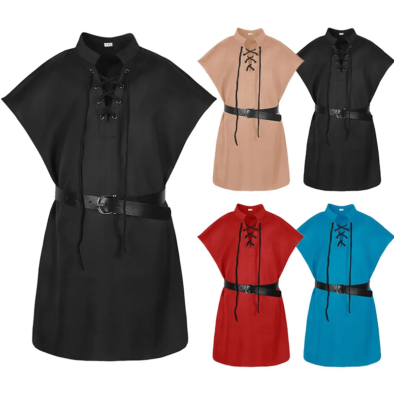 

Children Pirate Viking Tops Renaissance Sleeveless Lace Up Tunic Medieval Cosplay Costume for Kid