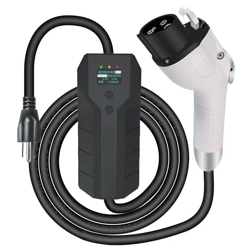 

ev charging pole 110V-240V 16/32Amp 16 Feet Charging Cable Portable EVSE Electric Vehicle Level 1-2 EV Charger