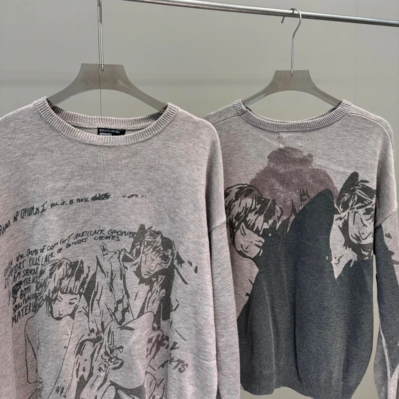 High Street Enfants Riches Deprimes Embrace Girls Pattern Трикотаж Американский Ретро Свободные