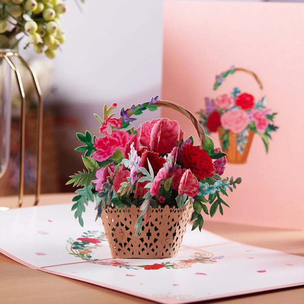 

For Mom & Wife Birthday Anniversary Mom's Gift Flower Greeting Cards Mothers Day Card Pop Up Carnations Greeting Cards