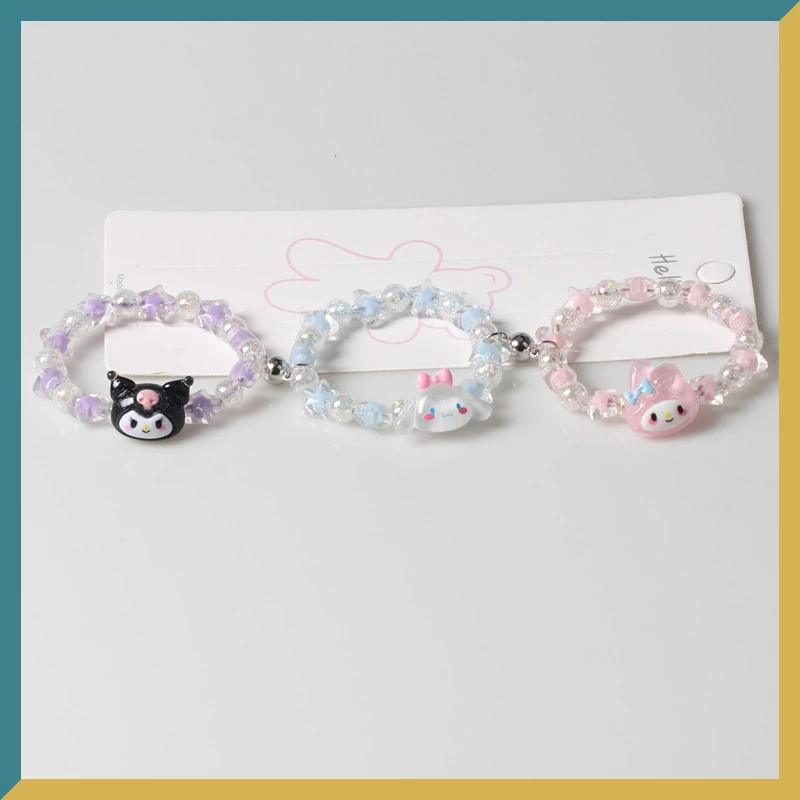 

Sanrio Kuromi Cinnamoroll My Melody магнитные браслеты из бисера Y2k Мультяшные милые прозрачные аксессуары Pachacco подарки для девочек