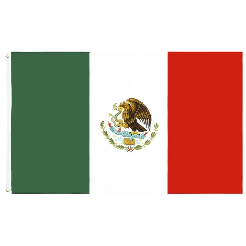 

Polyester Mexico National Flag 3x5ft Outdoor Double Sided Heavy Duty Mexicanos National Country Flags with Sewn Striped