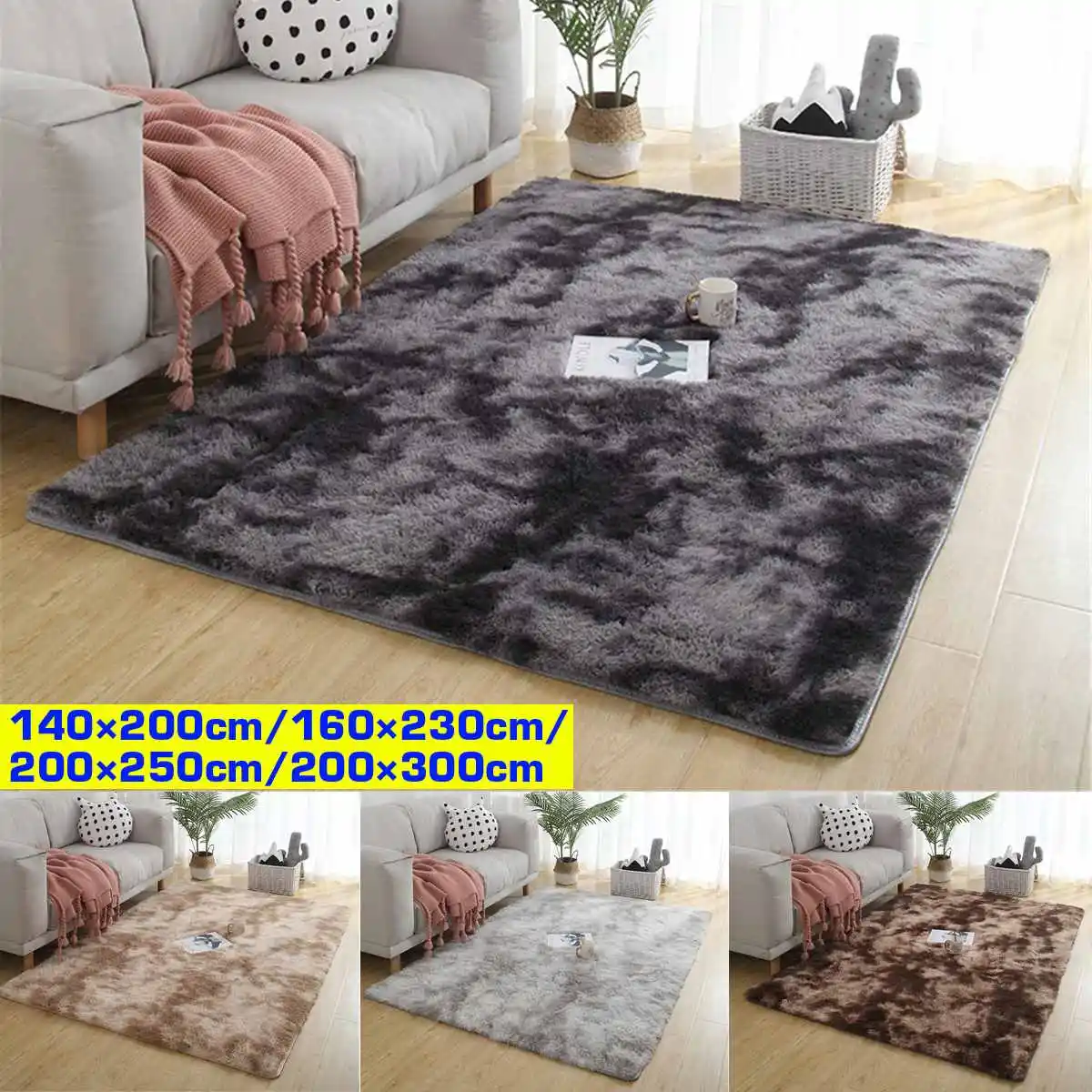 

Silky Fluffy Carpet Modern Home Decor Long Plush Shaggy Rug Children Play Mats Sofa Living Bedroom Bedside Mat Balcony Carpets