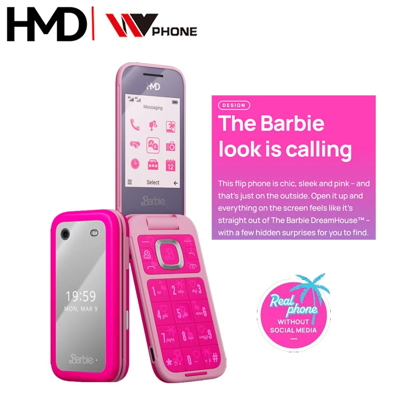 HMD Телефон Барби 4G Функция Телефон Камера 1450 мАч Bluetooth 5,0 FM ...
