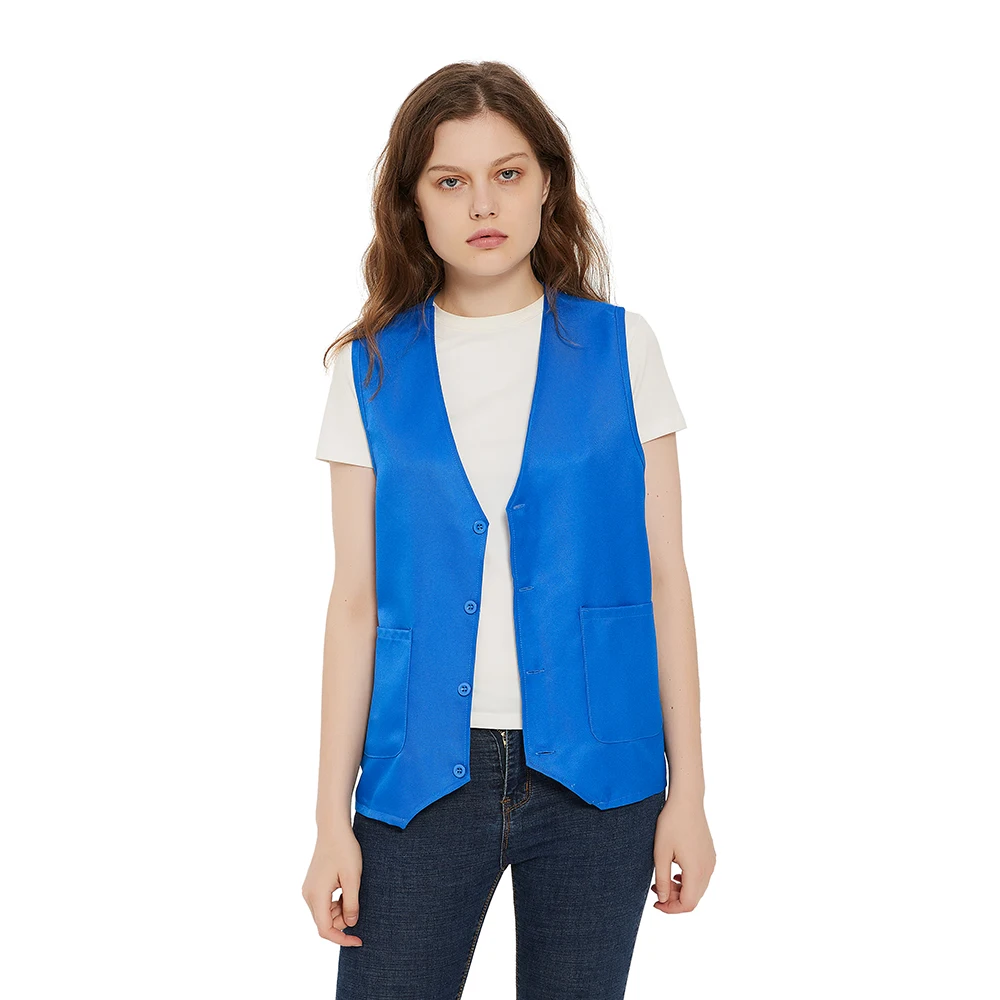 

Work Vest Premiun Polyester Volunteer Activity Lightweight Supermarket Uniform Button Up Top with Pockets for Men and Women