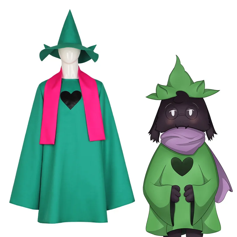 

Game Deltarune Ralsei Cosplay Costume Halloween Carnival Party Adults Cape Outfits Green Cloak Hat Scarf
