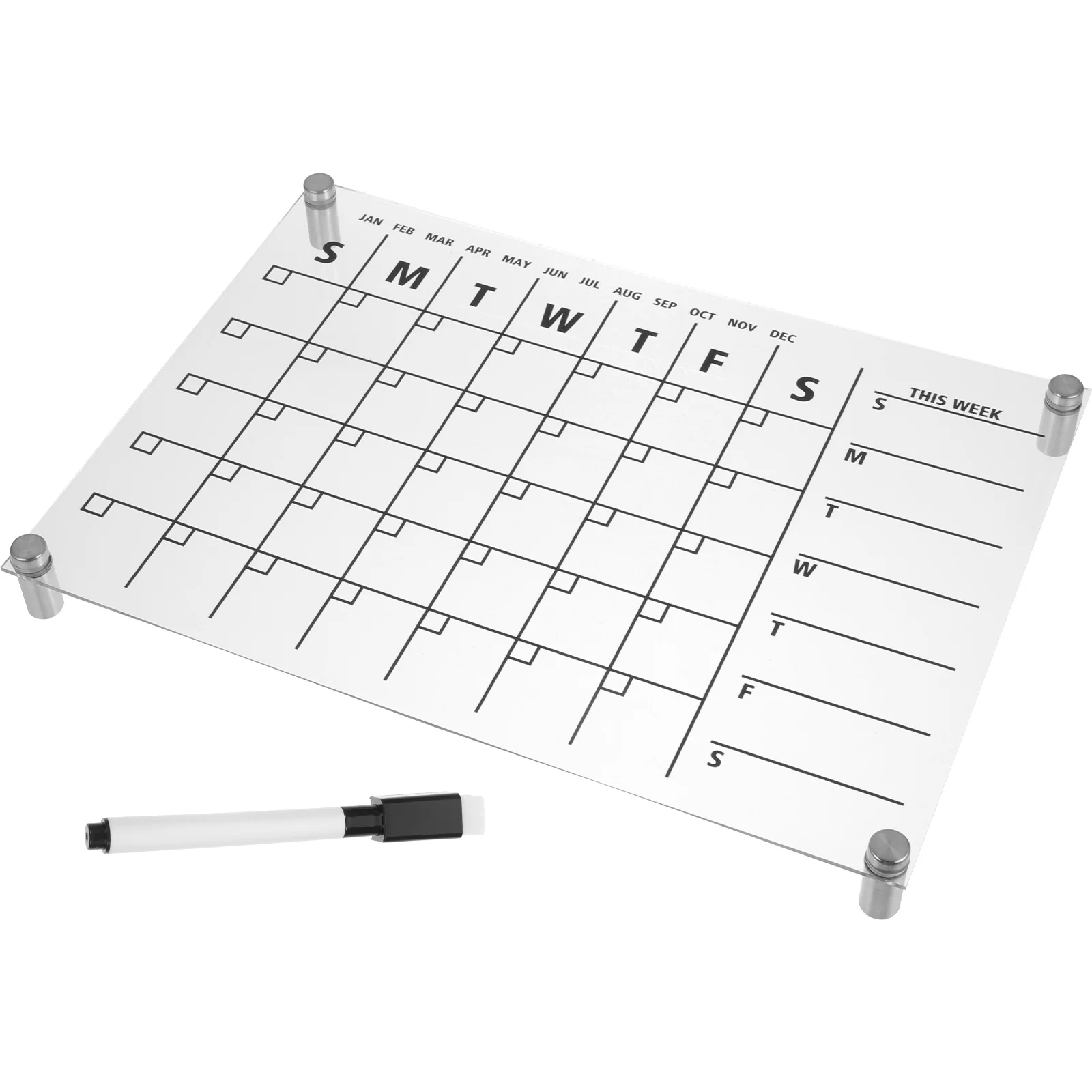 

Weekly Plan Writing Board Acrylic Fridge Desk Dry Erase Note Clear White Stands