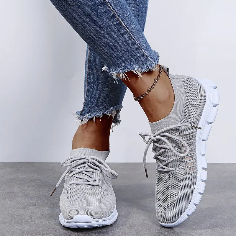 

Women Tennis Shoes Summer Breathable Mesh Height-increasing Female Sock Footwear Outdoor Women Sneakers Thick Bottom Platforms
