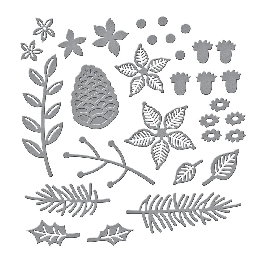 

Christmas Leaves Metal Cutting Dies Stencils Die Cut for DIY Scrapbooking Album Paper Card Embossing New 2022