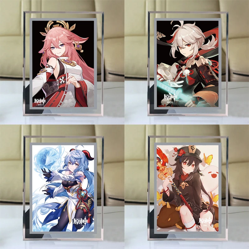 

6-дюймовый Genshin Impact Hutao Vendi Ganyu Yae Miko kaedeхара Kazuha Xiao картина для дома аниме украшение комнаты стеклянная рамка для картины