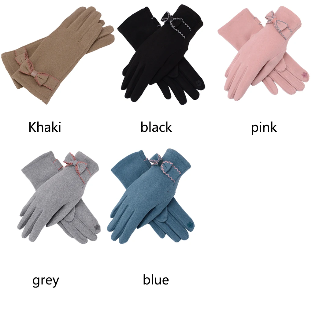 

Мягкие удобные бархатные перчатки с бантом корейские варежки для вождения сенсорный экран Новые изящные зимние Элегантные Перчатки