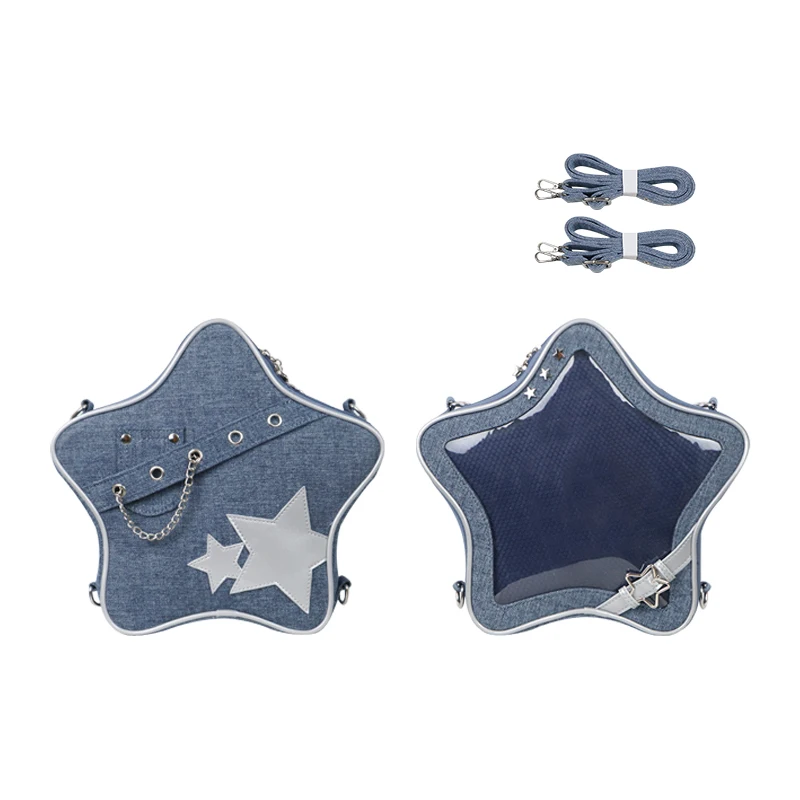

Autumn Ita Bag Sweet Designed Five-star Shouler Bags Women Vintage Denim Blue Crossbody Bag Transparent Backpacks Bolsas Сумка