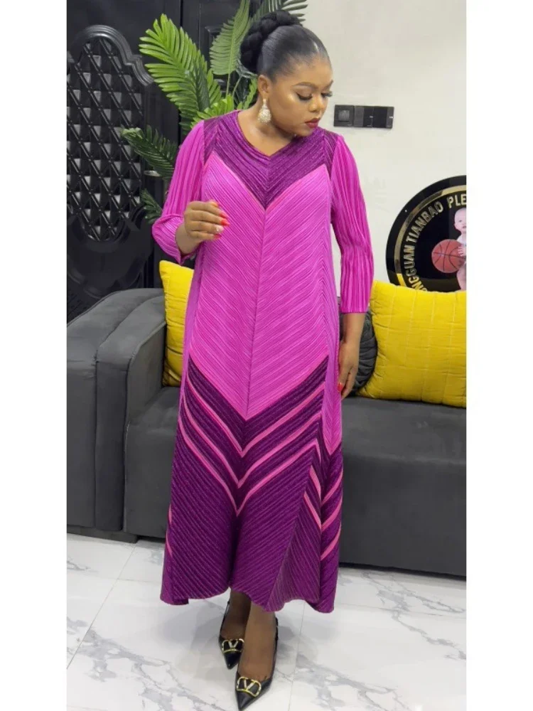 ANLAN 2024 новинка зимы темпераментное плиссированное длинное платье с принтом Miyake