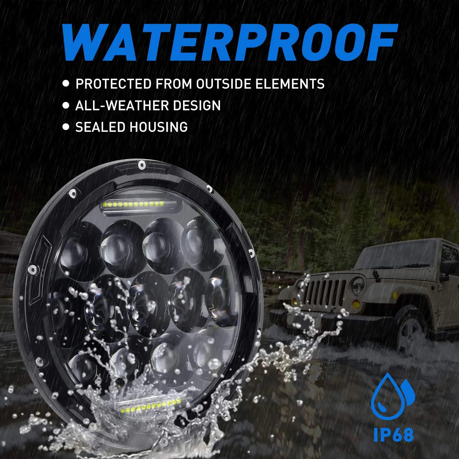 Фонарь головного света для Jeep Wrangler 7 дюймов 75 Вт 2 шт.