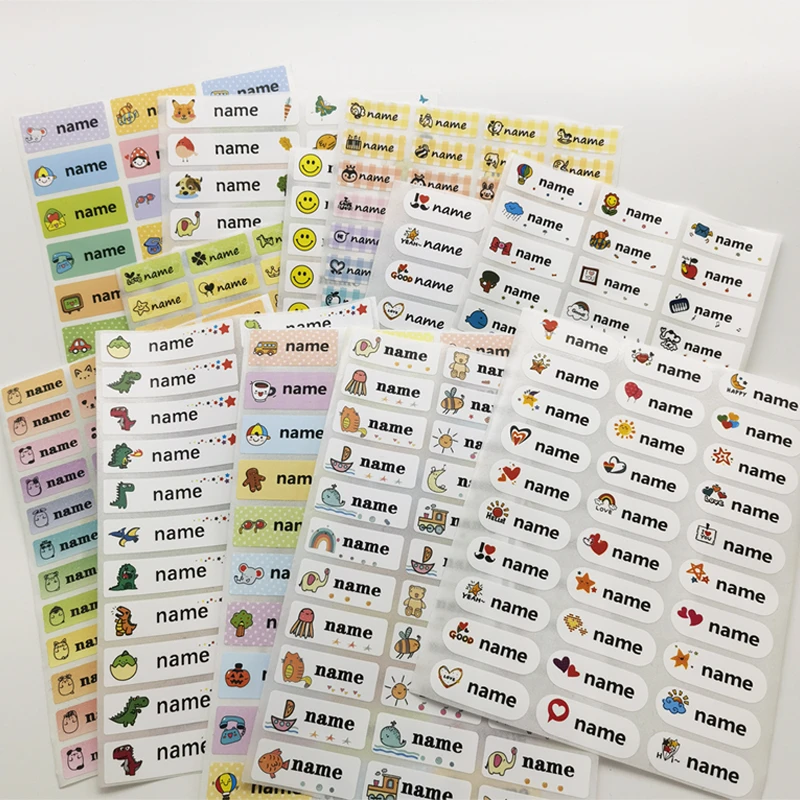 60Pc Name Tag Sticker Customize Sticker Waterproof Personalized Label Custom Child School Stationery Water Bottle Pen dinosau