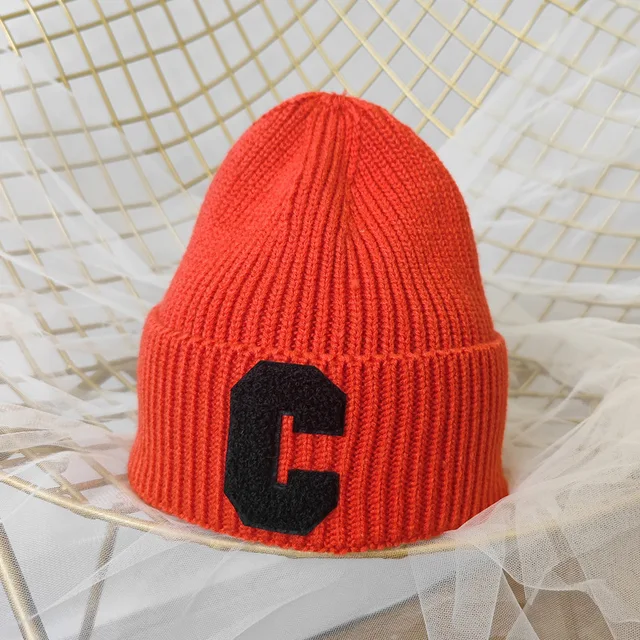 Korean simple letter C knitted hats for 