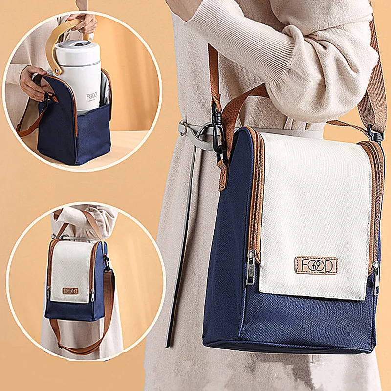 

Waterproof Thermal Crossbody Lunch Box Bag Portable Insulated Food Bento Cooler Shoulder Bags Storage Container for Kids Women