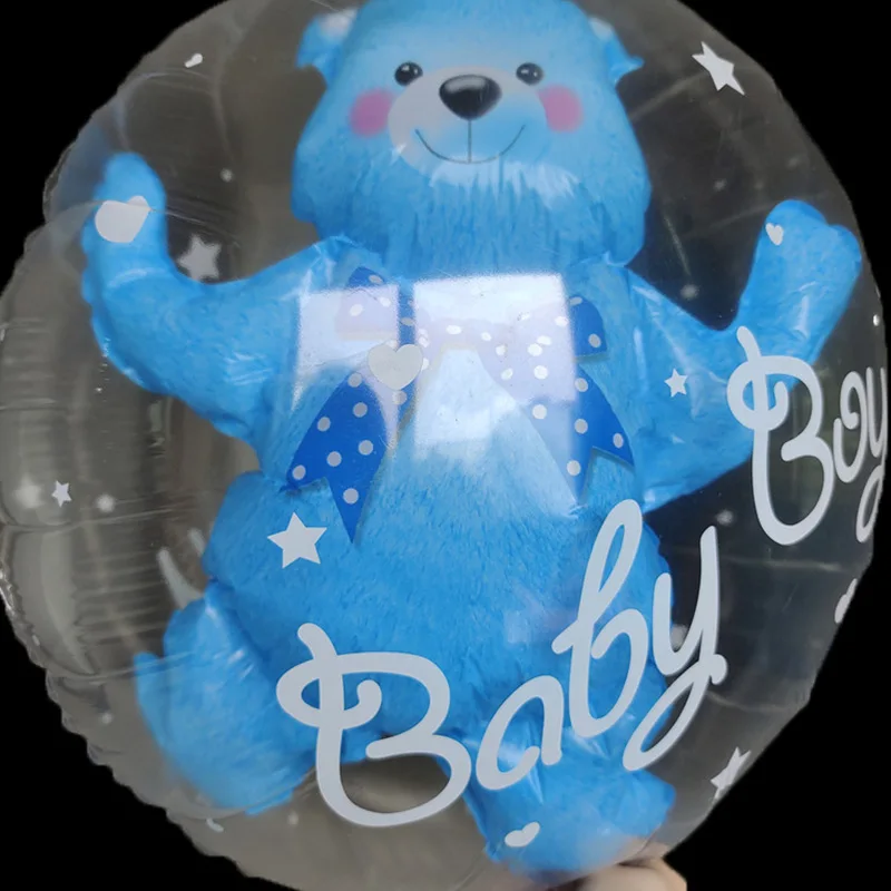 4D Transparent Baby Girl/Boy Bear Bubble Ball Birthday Party Blue/Pink Balloon Baby Shower Gender Reveal Decor DIY Supplies Gift