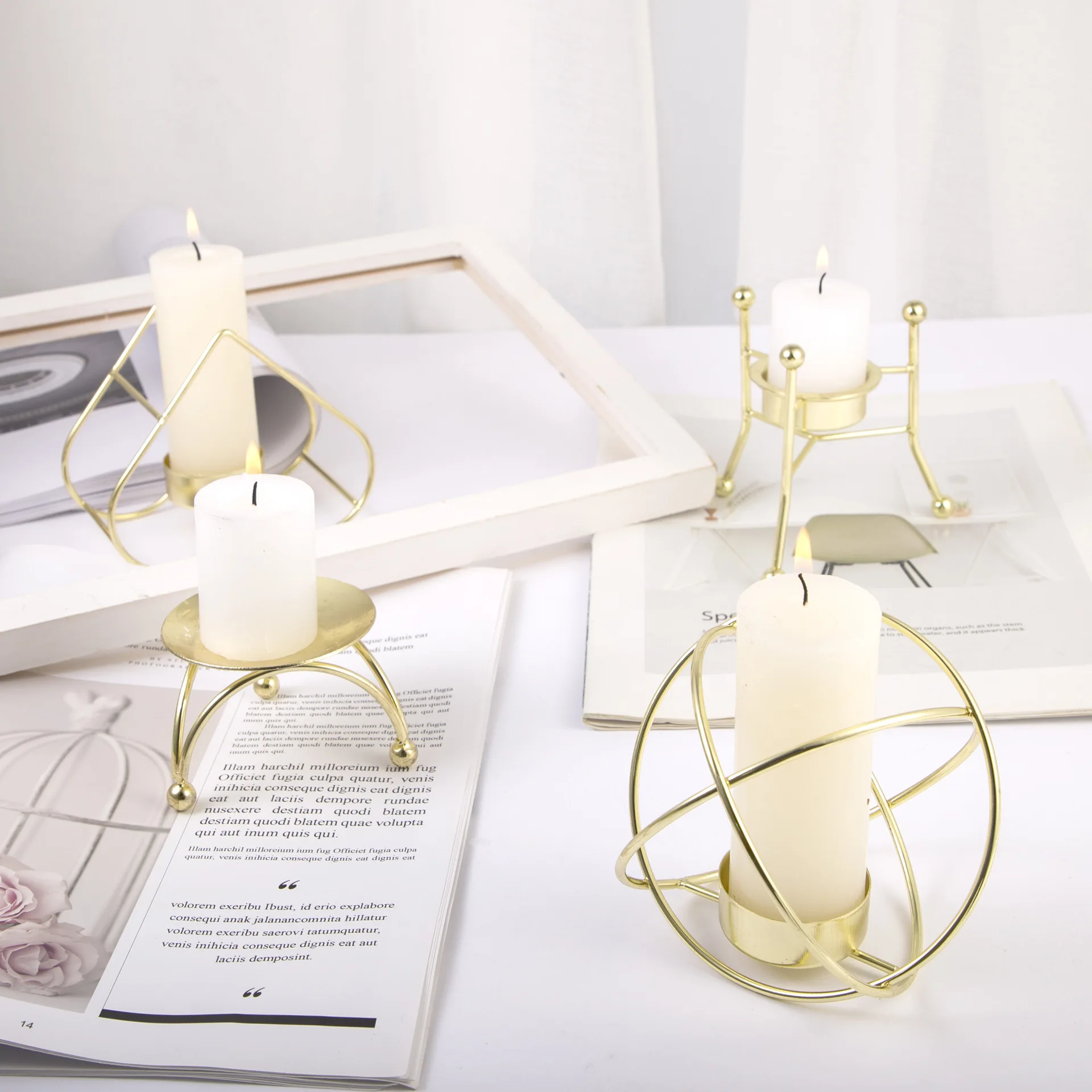 Creative Love Candleholder Decoration Iron Art Gold Aromatherapy Candle Home Wedding Table Decor