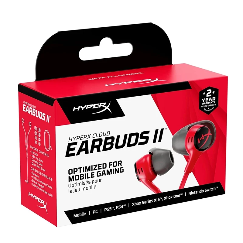 Оригинальные проводные игровые наушники HyperX Cloud Earbuds II с микрофоном 3,5 мм и многофункциональной кнопкой для ПК, мобильных устройств и Nintendo Switch (art.: 3920d9b2bf7cb) - 3920d9b2bf7cb