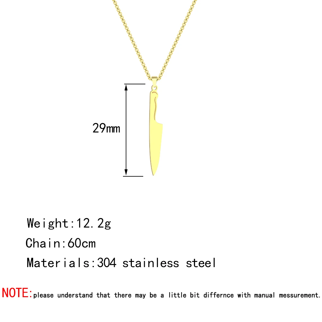 LUTAKU Hip Hop Chef Knife Stainless Steel Pendant Necklace For Men Women Punk Statement Creativity Charm Jewelry Gift images - 6