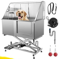 50 Inch Electric Pet Dog Grooming Tub With High Pressure Sprayer Stainless Steel Electric Lift Height Dog Wash Bath Tub