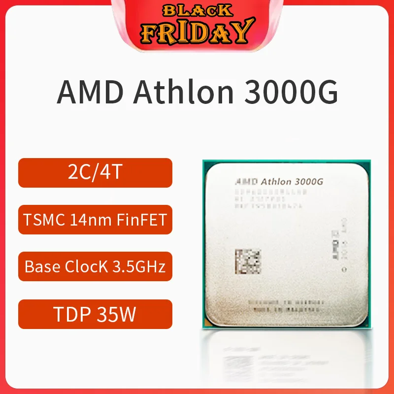 

New AMD Athlon 3000g 2-Core 4-Thread 14NM 35W cpu work CPU Processor Socket AM4 Without Fan