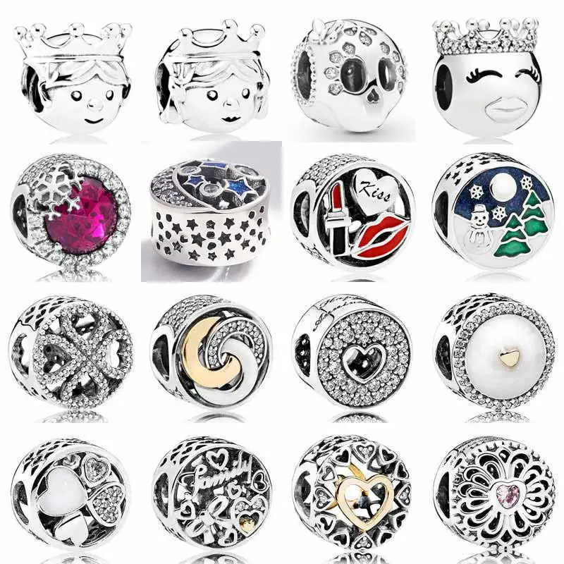 

Pretty Precious Princess Prince Starry Night Interlinked Circles Beads 925 Sterling Silver Charm Fit Bracelet pandora Jewelry