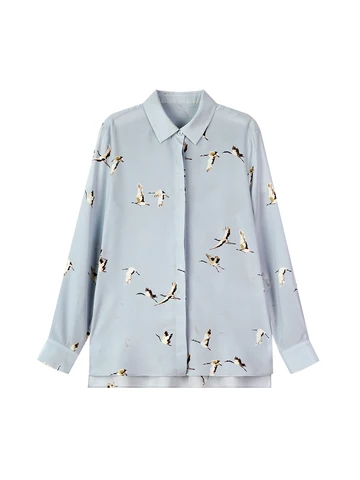 SuyaDream женские рубашки из шелка голубые