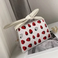 2022 new spring summer fashion women armpit bags strawberry printed small bag women pu messenger bag